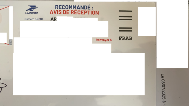 Avis de réception : dépôt du 8 juillet 2025